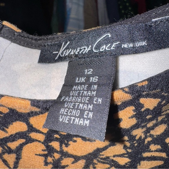 Kenneth Cole Orange Black Sheath Dress Size 12 Work Office Midi Career - Picture 4 of 5